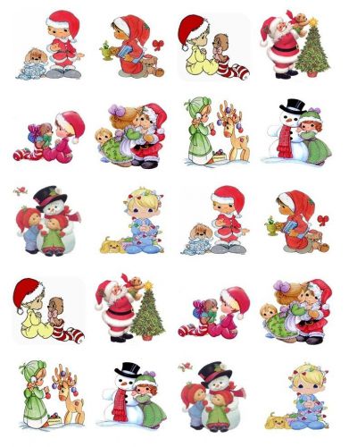 20  2&#034;x2&#034;Glossy Square Stickers/Seals Children Christmas Buy 3 get 1 free (s25)