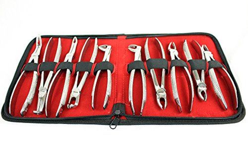 BDEALS 10 Pcs Dental Extracting Forceps kit with Velvet Pouch