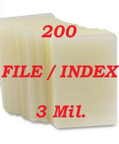Laminating Laminator Pouches Sheets Index Card 3-1/2 x 5-1/2 (200 Pack) 3 Mil.