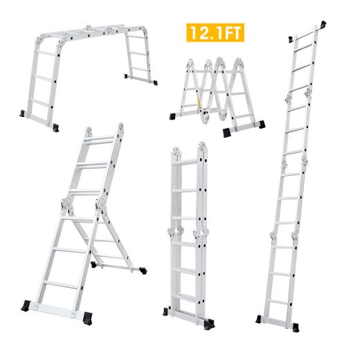 12.1 ft Extendable Heavy Duty Multi Purpose Telescopic Aluminum Folding Ladder