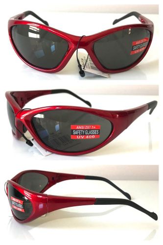 (3 PAIR) Global Vision Smoke Lens Red Frame Reflex Safety Glasses ANSI Z87.1+