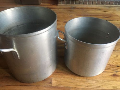 Lot of 2 extra large stock soup pot aluminum 20 32 quart for sale