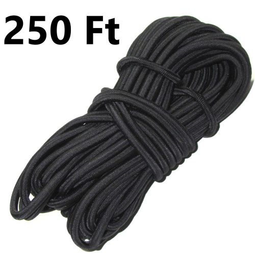 250ft 1/4&#034; black bungee cord marine grade heavy duty shock rope tie down stretch for sale