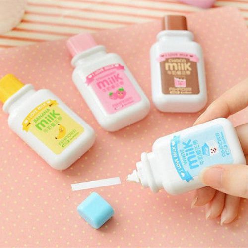Milk bottle roller white out school office study stationery correction tape mw for sale