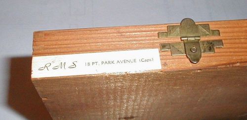 PARK AVENUE Type 18 Pt. CAPS Vintage KINGSLEY Hot Foil Stamping Machine