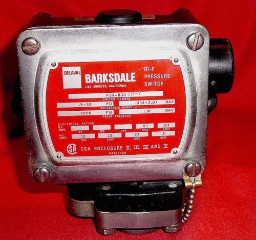 BARKSDALE PRESSURE SWITCH P1H-B30 SS-T .5 TO 30 PSI 10AMP RATING   