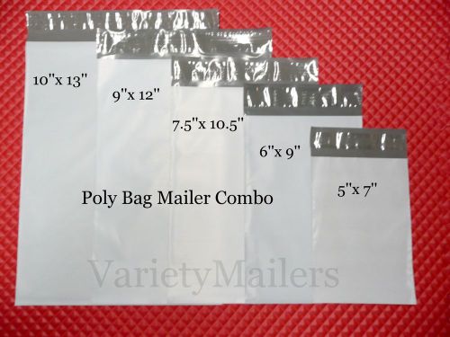 50 POLY BAG POSTAL MAILING ENVELOPE VARIETY PACK ~ 5 SIZES ~ SELF SEALING