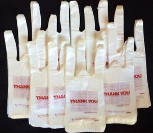 1000 Small THANK YOU Plastic Shopping Bags 6x4x15 Retail Grocery Carry Out White