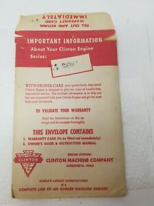 Vintage 1957 Clinton Machine Company Engine Kansas City Mower Operator Manual