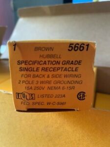 Hubbell 5661 Wiring,Receptable,Single,Brown,Specification grade,10x/box