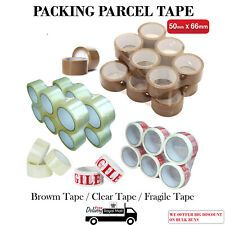 LONG LENGTH PACKING TAPE STRONG - BROWN / CLEAR / FRAGILE 48mm x 66M PARCEL TAPE