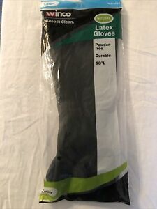Winco NLG-1018 10 in x 18 Black Natural Latex Gloves Powder Free One Pair New
