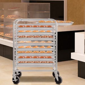 10 Sheet Aluminum Rolling Bakery Pan Rack Classic 4 pcs Mute Universal Wheels