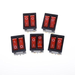 Double Boat Rocker Switch 6 Pin On-Off With Red Light 16A 125VAC New  TSJBWM Qh