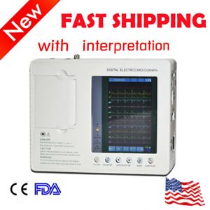 Portable 7&#039;&#039; LCD Digital 3-channel 12-lead Electrocardiograph ECG EKG Machine US
