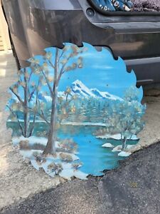 Vintage 25&#034;  SawMill Blade Hand Painted