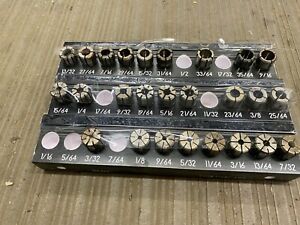 DA100 COLLETS AND EXTENSION HOLDERS USED IN GOOD CONDITION,  STORAGE BASE INCL