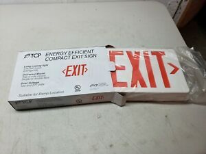 TCP Compact Exit Sign Red Letter White LED Emergency Exit Light Sign Lot of 2