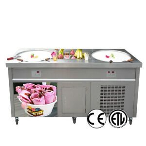 Kolice double round pans with 10 pcs refrigerated tanks fried ice ceram machine