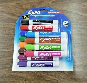 NEW SEALED EXPO Low Odor Dry Erase Markers, Chisel Tip, Assorted Colors, 12Count