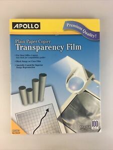 Apollo Transparency Film Plain Paper Copier Black on Clear 80 Sheets 8.5” x 11”