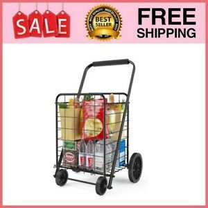 Heavy Duty 4 Wheeled Large Grocery Shopping Laundry Foldable Cart Lightweight