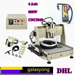 4 Axis 3040 CNC Router Engraver 800W Milling Drilling 3D Cutter Machine + RC US
