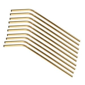 10 Pieces Stainless Steel Drinking Straws Reusable For Tumblers 21cm, Bent