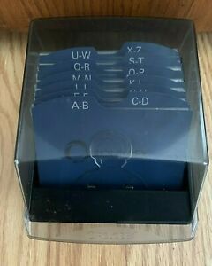 ROLODEX Covered Business Card File Box w/A-Z Index Tabs &amp; 50 Clear Sleeves, EUC