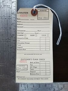 Qty 50 Alteration Tags Reinforced with String Manila Merchandise Strung Ticket