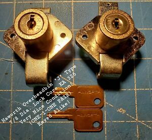 1Pr. Keyed Alike~ Haworth Overhead Bin 7/8&#034; Dia. &#034;J&#034; Type Office Furniture Locks