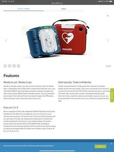 Philips Hearstart Defibrillator AED with Wall Case Pre-Owned Not Used