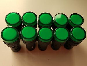 New 10pcs 220V AC 16mm Green LED Indicator Signal Light AD16-16C