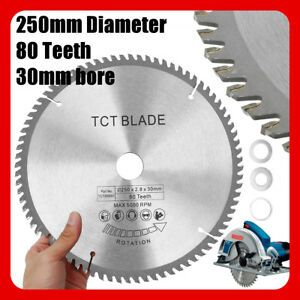 250mm x 80T Silver High-speed TCT Circular Saw Blade 30mm Bore For 255mm Saws