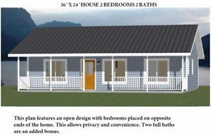 STEEL FRAMING COTTAGE CONSTRUCTION KIT - TWO  BEDROOMS  2 BATHS 864 SQ/FT