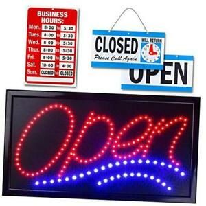 Neon Open Sign for Business: Jumbo Lighted Sign Open with 24&#034; x 13&#034; Model 1