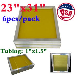 US 6Pack 23&#034; x 31&#034; Screen Printing Frame Aluminum Frame 305 Yellow Mesh