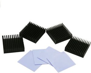 BNTECHGO  Black  Aluminum  Heat  Sink  Cooling  Fin  4  Pcs  40Mm  X  40Mm  X  1