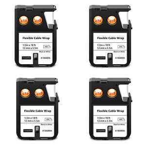 4PK White Cable Wrap Nylon Label 1868806 for DYMO XTL-300 500 Tape 1/2in