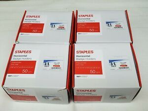 Staples Horizontal ID Badge Holders Horizontal 4 BRAND NEW BOXES of 50 each
