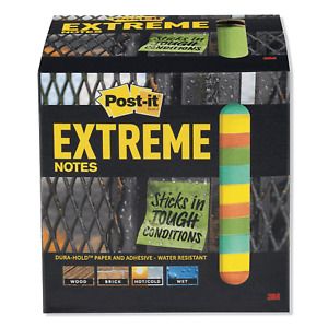 Post-it Extreme Notes Water-Resistant Self-Stick Notes, 3&#034; x 3&#034;.45 Sheet 12/Pack
