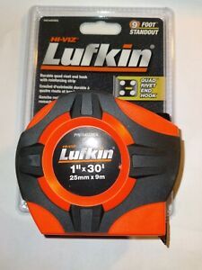 Crescent Lufkin 1&#034; x 9m/30&#039; P1000 Series Hi-Viz Orange SAE/Metric Yellow Clad...