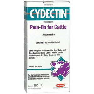 Cydectin Pour On Cattle Cows Dairy Worm Lice Mange 500 ml