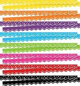 Barker Creek Double-Sided Scalloped Border Set of 8 Happy Multi-Color 39&#039; Eac...