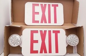 Emergi-Lite ELXN400R-2LED Red Letter / LED Combo Exit Sign w/Extra Faceplate.