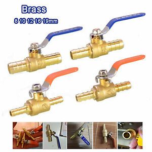 Hose Barb Inline Brass Water/Air Fuel Line Shut-off Ball Valve 8,10,12,16,19mm
