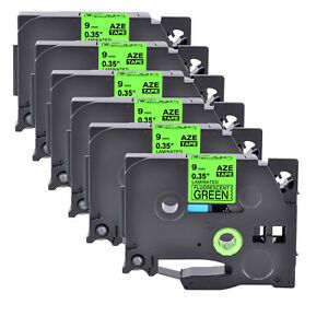 6PK Compatible Brother P-Touch TZ TZe-D21 Black on Fluo Green Label Tape 9mm