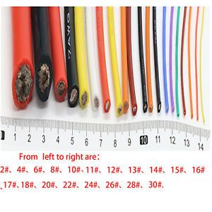 Stranded Silicone UL Various Colour Super Flexible RC Cable 0.08mm 2AWG to 11AWG