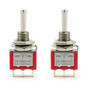 2Pc MTS-103 Toggle Switch 3 Pin 3 Position (ON)-OFF-(ON) 5A/125VAC 2A/250VAC  CA