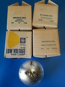 Lot 4 GE 50PAR36/WFL 12V Halogen Lamp/Bulb Landscape 50-watt Wide Flood 12-VOLT